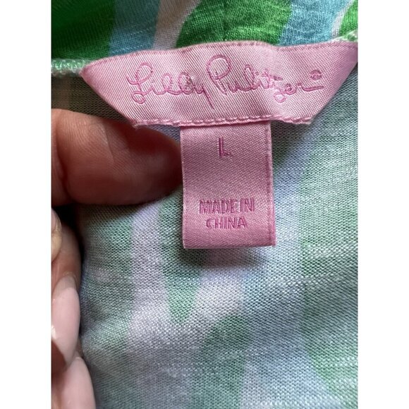Lilly Pulitzer Maisy Finders Keepers green blue wrap dress v-neck L preppy - Picture 4 of 9